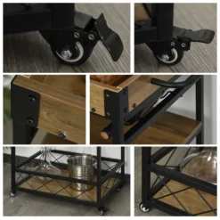 HOMCOM Rollwagen Servierwagen Auf Rollen, Küchenwagen Mit Weinregal Und Glashalter, Mit Bremsen, Metall, 77 X 44,5 X 91 Cm 16 HOMCOM Rollwagen Servierwagen Auf Rollen, Küchenwagen Mit Weinregal Und Glashalter, Mit Bremsen, Metall, 77 X 44,5 X 91 Cm -Küche Produkt Geschäft 8b43c9e5f0dd25dfe119ce8be6b38b88
