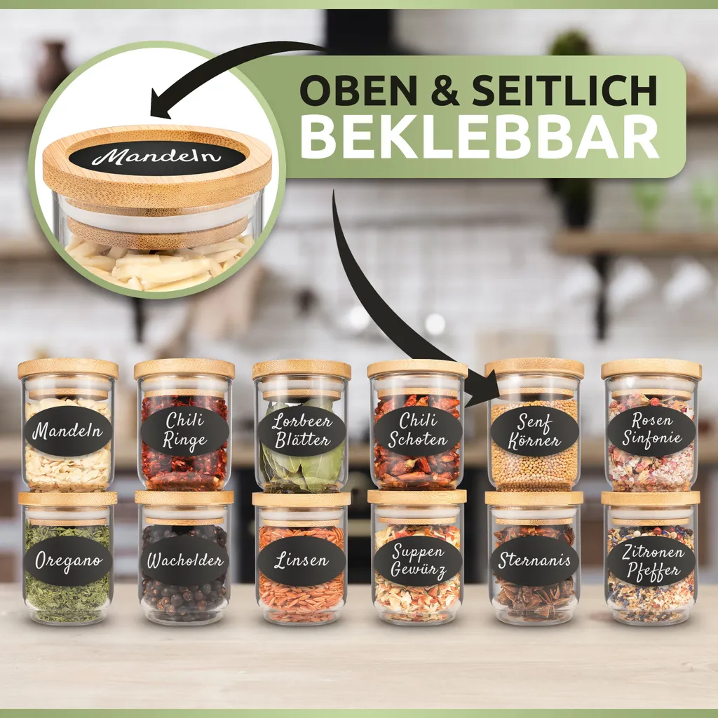 PORADA 12 Stapelbare Gewürzgläser Set 150ml Glasbehälter Mit Deckel Aufbewahrung Küche Gewürzdosen Vorratsdosen Glas Mit Deckel Aufbewahrungsgläser Küchenorganisation Aufbewahrung… 4 PORADA 12 Stapelbare Gewürzgläser Set 150ml Glasbehälter Mit Deckel Aufbewahrung Küche Gewürzdosen Vorratsdosen Glas Mit Deckel Aufbewahrungsgläser Küchenorganisation Aufbewahrung… – Bild 4