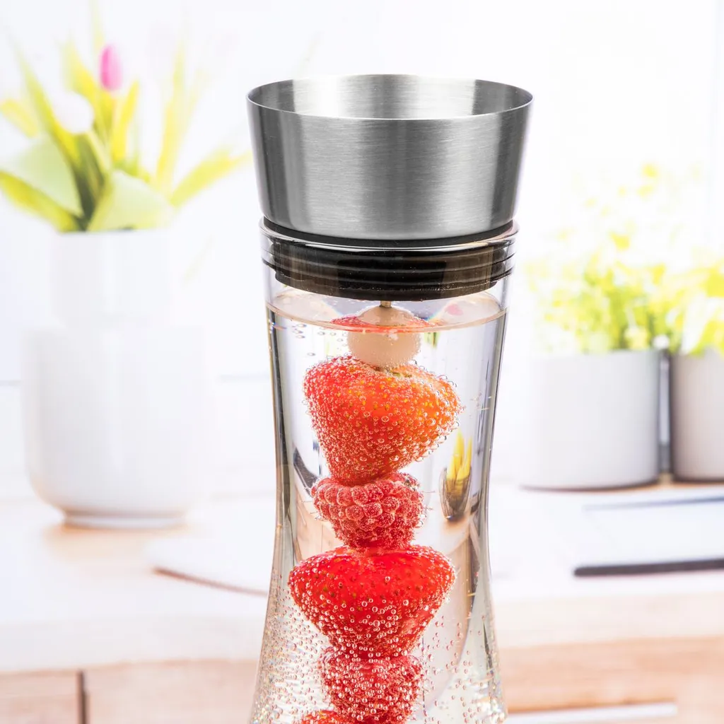 Wasserkaraffe Glas 1 L Mit Früchtespieß Edelstahl Ausguss 7 Wasserkaraffe Glas 1 L Mit Früchtespieß Edelstahl Ausguss – Bild 7