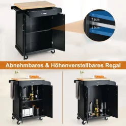 COSTWAY Küchenwagen Auf Rollen, Servierwagen Mit Arbeitsplatte & Handtuchhalter & Schublade & Gewürzregal, Kücheninsel Holz, Küchenschrank Rollbar, Für Küche, Esszimmer Und Bar (Schwarz) 10 COSTWAY Küchenwagen Auf Rollen, Servierwagen Mit Arbeitsplatte & Handtuchhalter & Schublade & Gewürzregal, Kücheninsel Holz, Küchenschrank Rollbar, Für Küche, Esszimmer Und Bar (Schwarz) -Küche Produkt Geschäft 8f6d7c2e7faa84faed10fbdaec3416a6
