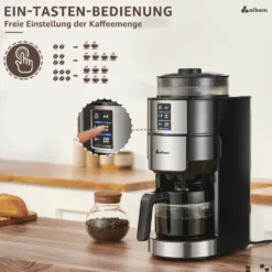 Kompakte Kaffeemaschinen Mit Mahlwerk Filterkaffeemaschine Kaffeemaschine Mit Mühle Für Bohnenkaffee Und Kaffeepulver 2/4/6 Tassen, Schwarz -Küche Produkt Geschäft 92787513030259b398fabcfcd4cd093f