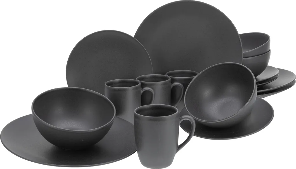 CreaTable 23145 Kombiservice Soft Touch Black Für 4 Personen, Steinzeug, Schwarz (1 Set, 16-teilig) 3 CreaTable 23145 Kombiservice Soft Touch Black Für 4 Personen, Steinzeug, Schwarz (1 Set, 16-teilig) – Bild 3