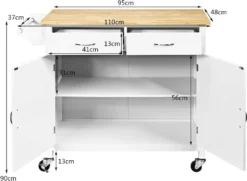 COSTWAY Rollende Kücheninsel Aus Gummiholz, Küchenwagen Mit Handtuchhalter & Verstellbarem Regal & Schubladen, Servierwagen Mit Arbeitsplatte Für Küche, Esszimmer & Bar (Weiß) -Küche Produkt Geschäft 9659dab7928e00c0af4811c968e6d3dd