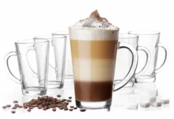 Latte Macchiato Gläser Mit Griff Aus Glas Set (6-Teilig) 270ml (max. 350ml) Kaffeegläser