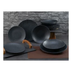 CreaTable, 20540, Serie Schiefer Black , Geschirrset, Teller Set 12 Teilig -Küche Produkt Geschäft 9d6ae4f7ec22582b00cefe77bab1f852
