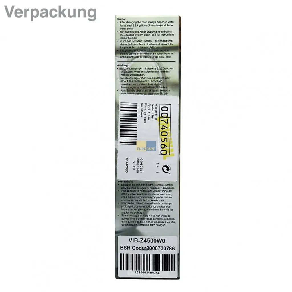 Bosch Siemens Wasserfilter, Filter UltraClarity Für Side By Side Kühlschrank - Nr.: 11034151, Ersetzt 740560 3 Bosch Siemens Wasserfilter, Filter UltraClarity Für Side By Side Kühlschrank - Nr.: 11034151, Ersetzt 740560 – Bild 3