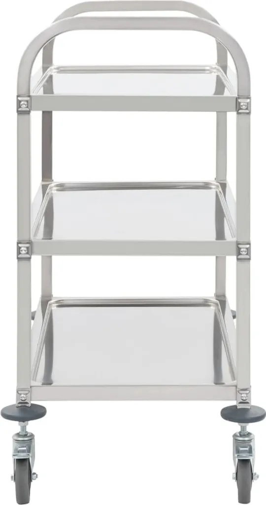 VidaXL 3-Stufiger Servierwagen 95x45x83,5 Cm Edelstahl 3 VidaXL 3-Stufiger Servierwagen 95x45x83,5 Cm Edelstahl – Bild 3