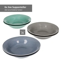 24tlg Geschirrset Jive 6Pers Kaffeebecher Suppenteller Kuchenteller Speiseteller Porzellan Bunt -Küche Produkt Geschäft a18a5e13d4c7bd733bd70fad85307fa6