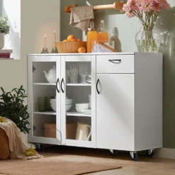 SoBuy FSB57-W Sideboard Auf Rollen Küchenwagen Küchenschrank Rollwagen Aufbewahrungsschrank Küchekommode Küchentrolley Weiß BHT Ca.: 116x86x40cm 10 SoBuy FSB57-W Sideboard Auf Rollen Küchenwagen Küchenschrank Rollwagen Aufbewahrungsschrank Küchekommode Küchentrolley Weiß BHT Ca.: 116x86x40cm -Küche Produkt Geschäft a686139bec0e921ee79897955eea0efc