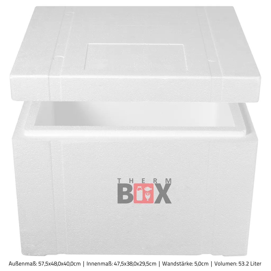 Styroporbox 53W | Wand: 5,0cm | Volumen: 53,2L | Innenmaß:47x38x29cm | Weiß Isolierbox Thermobox Kühlbox Warmhaltebox 2 Styroporbox 53W | Wand: 5,0cm | Volumen: 53,2L | Innenmaß:47x38x29cm | Weiß Isolierbox Thermobox Kühlbox Warmhaltebox – Bild 2