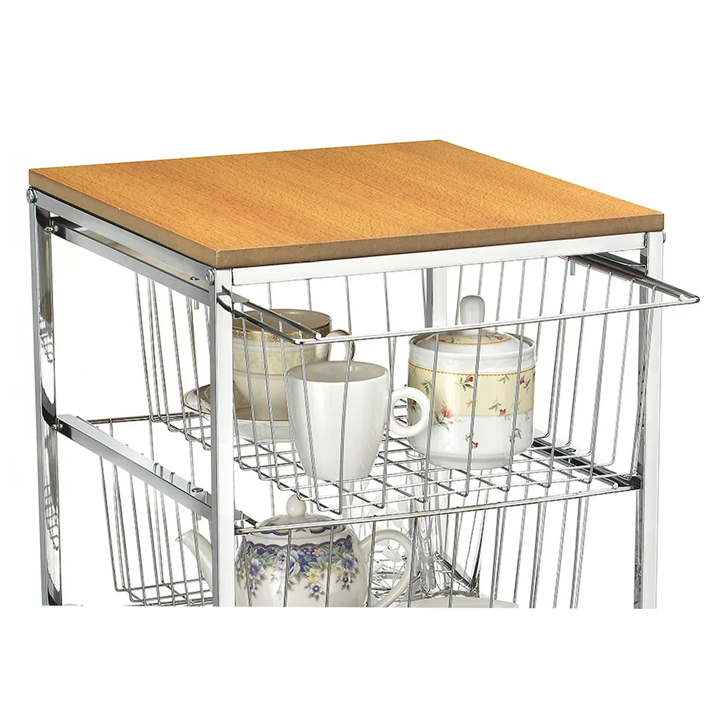 Servierwagen RONJA Küchenwagen Küchentrolley Beistellwagen Verchromt Auf Rollen, 4 Drahtkörbe 1 Servierwagen RONJA Küchenwagen Küchentrolley Beistellwagen Verchromt Auf Rollen, 4 Drahtkörbe