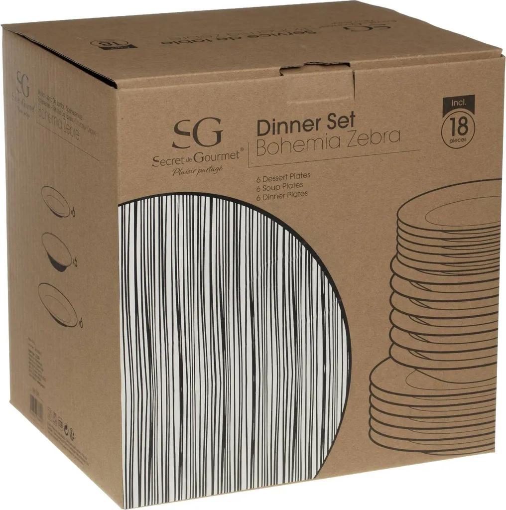 Teller-Set BOHEMIA ZEBRE, 18-teilig 2 Teller-Set BOHEMIA ZEBRE, 18-teilig – Bild 2