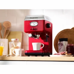 Russell Hobbs Espressomaschine Retro Rot Siebträger (15 Bar, 2 Tassen-Einsätze, 1,1l Abnehmbarer Wassertank, Dampf-Milchschaumdüse, Portionierlöffel Mit Tamper) Kaffeemaschine -Küche Produkt Geschäft af29eafb4e15e0afe1a3f013cde78695