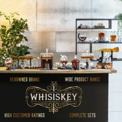 Whisiskey - Whisky Karaffe - Geschenke Für Männer - Komplette Whiskey Set - Globus - 900ML – Inkl. 4 Whisky Steine, 4 Whisky Gläser & Ausgießer - Whisky Dekanter – Whiskygläser - Natursteine -Küche Produkt Geschäft afe4cc63e6973bf925dfc4d5dd66b9d6