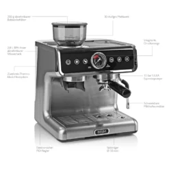 BEEM ESPRESSO-GRIND-PROFESSION Espresso-Siebträgermaschine Mit Mahlwerk - 15 Bar Espressomaschine Siebträger Maschine Barista Kaffee Mahlwerk Milchaufschäumer -Küche Produkt Geschäft b182fb807abae1a76d23f9988aa93c87