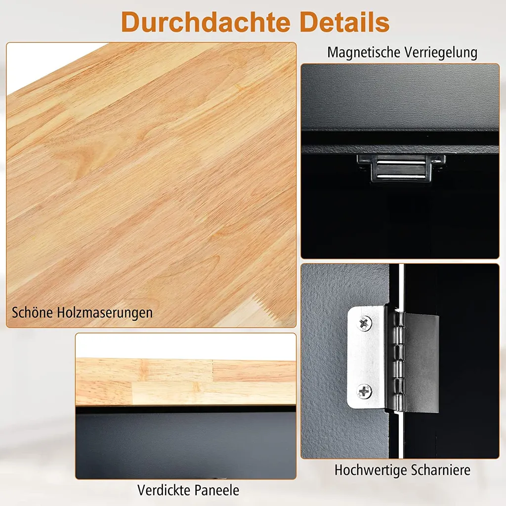 COSTWAY Küchenwagen Auf Rollen, Servierwagen Mit Arbeitsplatte & Handtuchhalter & Schublade & Gewürzregal, Kücheninsel Holz, Küchenschrank Rollbar, Für Küche, Esszimmer Und Bar (Schwarz) 5 COSTWAY Küchenwagen Auf Rollen, Servierwagen Mit Arbeitsplatte & Handtuchhalter & Schublade & Gewürzregal, Kücheninsel Holz, Küchenschrank Rollbar, Für Küche, Esszimmer Und Bar (Schwarz) – Bild 5