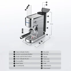 BlitzHome Espresso Maschine Kaffeemaschine Cappuccinomaschine Milchaufschäumer Espressomaschinen -Küche Produkt Geschäft bc9c61bde93f18470319f3eaba29e7ca