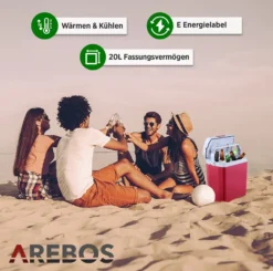 AREBOS 20 Liter Kühlbox Elektrisch, Klein, Zum Kühlen Und Warmhalten, Mit ECO Modus, 12/230 V Für Auto Und Steckdose, Kühltasche, Isoliertasche -Küche Produkt Geschäft bd89cc33f4131236077972cadab6cd28