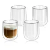 Navaris 4x Doppelwandige Gläser 350ml - Thermogläser Für Cappuccino Latte Macchiato Tee Wasser Cola Cocktails - 4er Set Kaffeegläser Borosilikat