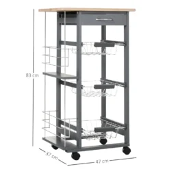 HOMCOM Küchenwagen Auf Rädern, Rollwagen Mit 2 Regalen, Servierwagen, Bastelwagen Mit Arbeitsplatte Und Gewürzregal, Rollregal Für Küche, Esszimmer, Kiefernholz, Grau, 47 X 37 X 83 Cm 18 HOMCOM Küchenwagen Auf Rädern, Rollwagen Mit 2 Regalen, Servierwagen, Bastelwagen Mit Arbeitsplatte Und Gewürzregal, Rollregal Für Küche, Esszimmer, Kiefernholz, Grau, 47 X 37 X 83 Cm -Küche Produkt Geschäft bfd9870aa5f30986e68f19eb735c3096