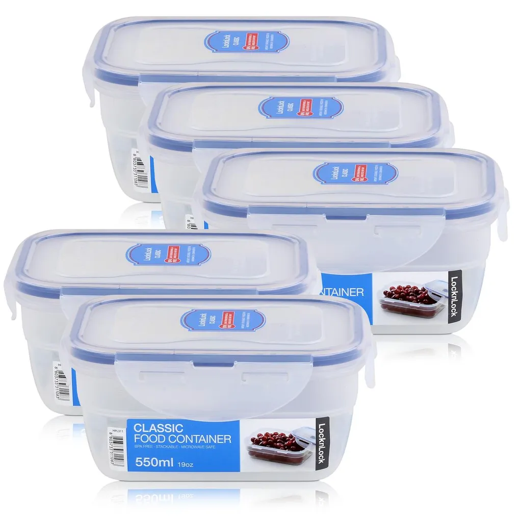 LocknLock Classic HPL311 Frischhaltedose 550ml - Luft Und Wasserdicht (5er Pack) 1 LocknLock Classic HPL311 Frischhaltedose 550ml - Luft Und Wasserdicht (5er Pack)