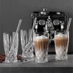 Nachtmann Latte Macchiato Set/4 + 4 Glastrinkhalme 7604/8tlg. Noblesse 104671 -Küche Produkt Geschäft c4ffe78611215c19557876463ad56aa6