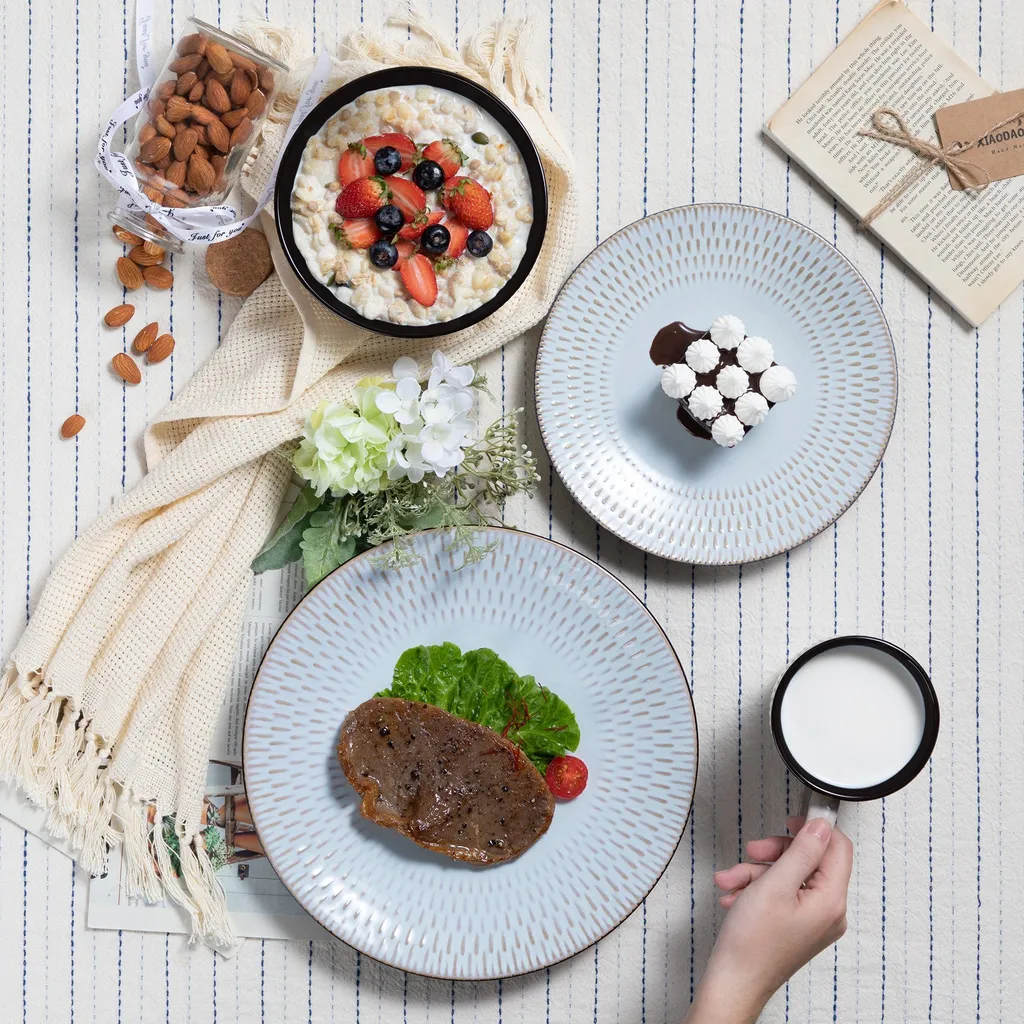 Kombiservice Steinzeug, Vancasso PLUVO Tafelservice, 16-teiliges Ess Geschirrset Mit Je 4 Speisetellern, Kuchentellern, Schalen Und Tassen Für 4 Personen 4 Kombiservice Steinzeug, Vancasso PLUVO Tafelservice, 16-teiliges Ess Geschirrset Mit Je 4 Speisetellern, Kuchentellern, Schalen Und Tassen Für 4 Personen – Bild 4