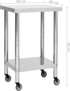 VidaXL Küchen-Arbeitstisch Mit Rollen 60x60x85 Cm Edelstahl 13 VidaXL Küchen-Arbeitstisch Mit Rollen 60x60x85 Cm Edelstahl -Küche Produkt Geschäft c58f8902518b63437143f391ea00b3b9