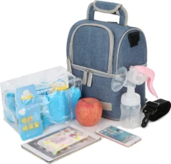 Muttermilch-Kühltasche Mit Kühlakkus, Doppellagig, Passend Für 3 Flaschen, Bis Zu 255 Ml, Für Stillen, Muttermilch, Pumpbeutel, Rucksack ,Denim Blue -Küche Produkt Geschäft c6594202786d1af8ec375807fd2fa80e
