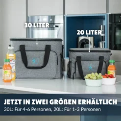 Obics - Kühltasche Gross Faltbar 30l Kuehlbox Isoliertasche Grau Für Essen In Tupperware Für Auto Mit Fächer Lunchtasche Camping Zubehör Für Picknick Essenstasche Isoliert Und Wasserdicht Für Arbeit -Küche Produkt Geschäft c68ef58ee9a3e77f2407757c859b41cc