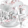 VEWEET Porzellan Kombiservice 'Annie', 40 Teilig Geschirrservice Für 8 Personen, Frühstückservice Mit Je 8 Eierbecher, Kaffeebecher 350 Ml, Müslischalen, Dessertteller Und Flachteller