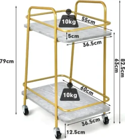 COSTWAY Küchenwagen Mit Universalrädern, Barwagen Rollwagen 2 Ablagen, Mobiler Servierwagen, Haushaltswagen Mit Stahlrahmen, Mehrzweckwagen Für Haus, Restaurant, Allzweckwagen Badwagen, Grau+Golden 11 COSTWAY Küchenwagen Mit Universalrädern, Barwagen Rollwagen 2 Ablagen, Mobiler Servierwagen, Haushaltswagen Mit Stahlrahmen, Mehrzweckwagen Für Haus, Restaurant, Allzweckwagen Badwagen, Grau+Golden -Küche Produkt Geschäft c8db240137426f54d3a64349679c623a