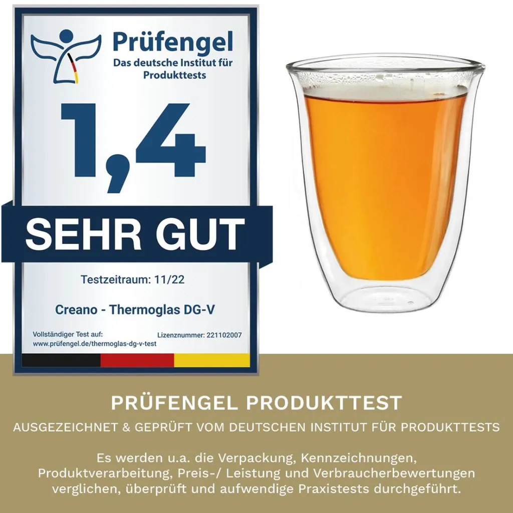 Creano Doppelwandige Gläser 250ml „DG-V“, 2er Set, Thermoglas Doppelwandig Aus Borosilikatglas, Kaffeegläser, Teegläser, Latte Gläser, Doppelwandgläser 5 Creano Doppelwandige Gläser 250ml „DG-V“, 2er Set, Thermoglas Doppelwandig Aus Borosilikatglas, Kaffeegläser, Teegläser, Latte Gläser, Doppelwandgläser – Bild 5