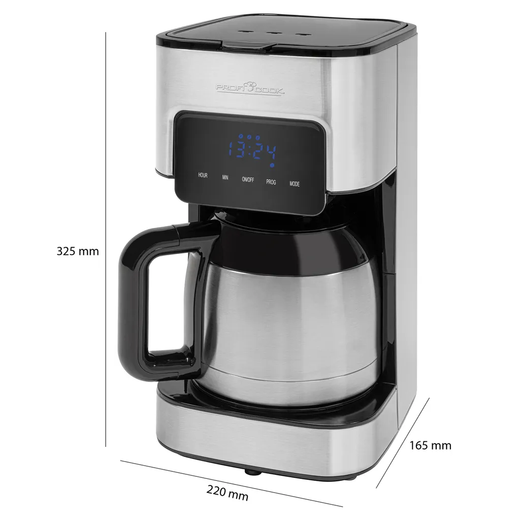 ProfiCook Kaffeeautomat PC-KA 1191 Für 8-10 Tassen, Elektronische Aromawahlfunktion, Sensor Touch-Bedienung, Edelstahl-Thermokanne (doppelwandig) 4 ProfiCook Kaffeeautomat PC-KA 1191 Für 8-10 Tassen, Elektronische Aromawahlfunktion, Sensor Touch-Bedienung, Edelstahl-Thermokanne (doppelwandig) – Bild 4