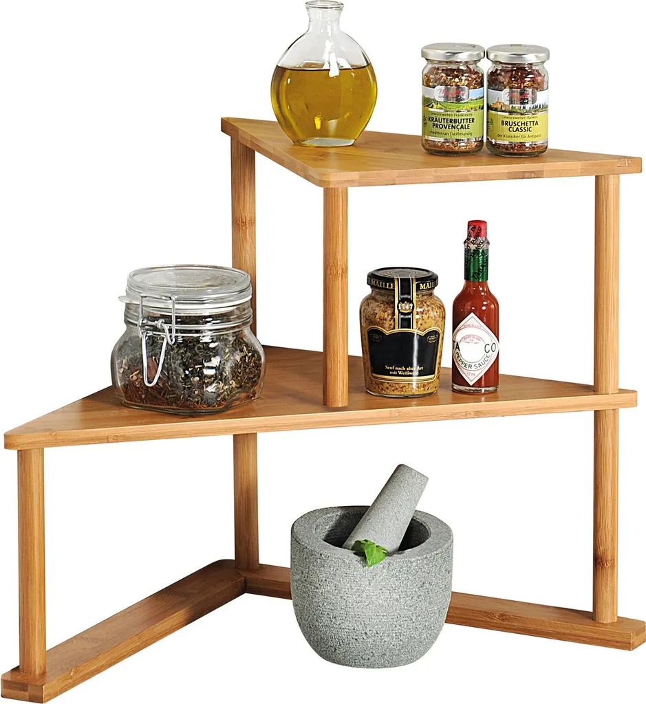 Kesper Küchen-Eck-Regal Mit 2 Etagen B52 X T39 X H29,5 Cm, AusBambus, Holz Küchenregal Für Gewürze, Standregal Für Küchenhelfer 2 Kesper Küchen-Eck-Regal Mit 2 Etagen B52 X T39 X H29,5 Cm, AusBambus, Holz Küchenregal Für Gewürze, Standregal Für Küchenhelfer – Bild 2