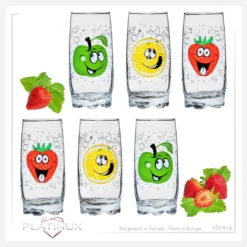 Trinkgläser Mit Lustigen Fruchtgesichtern 350ml (max. 400ml) Set 6 Teilig Aus Glas Bunt -Küche Produkt Geschäft cc906c15f047e29ea8f7791dea9c4663