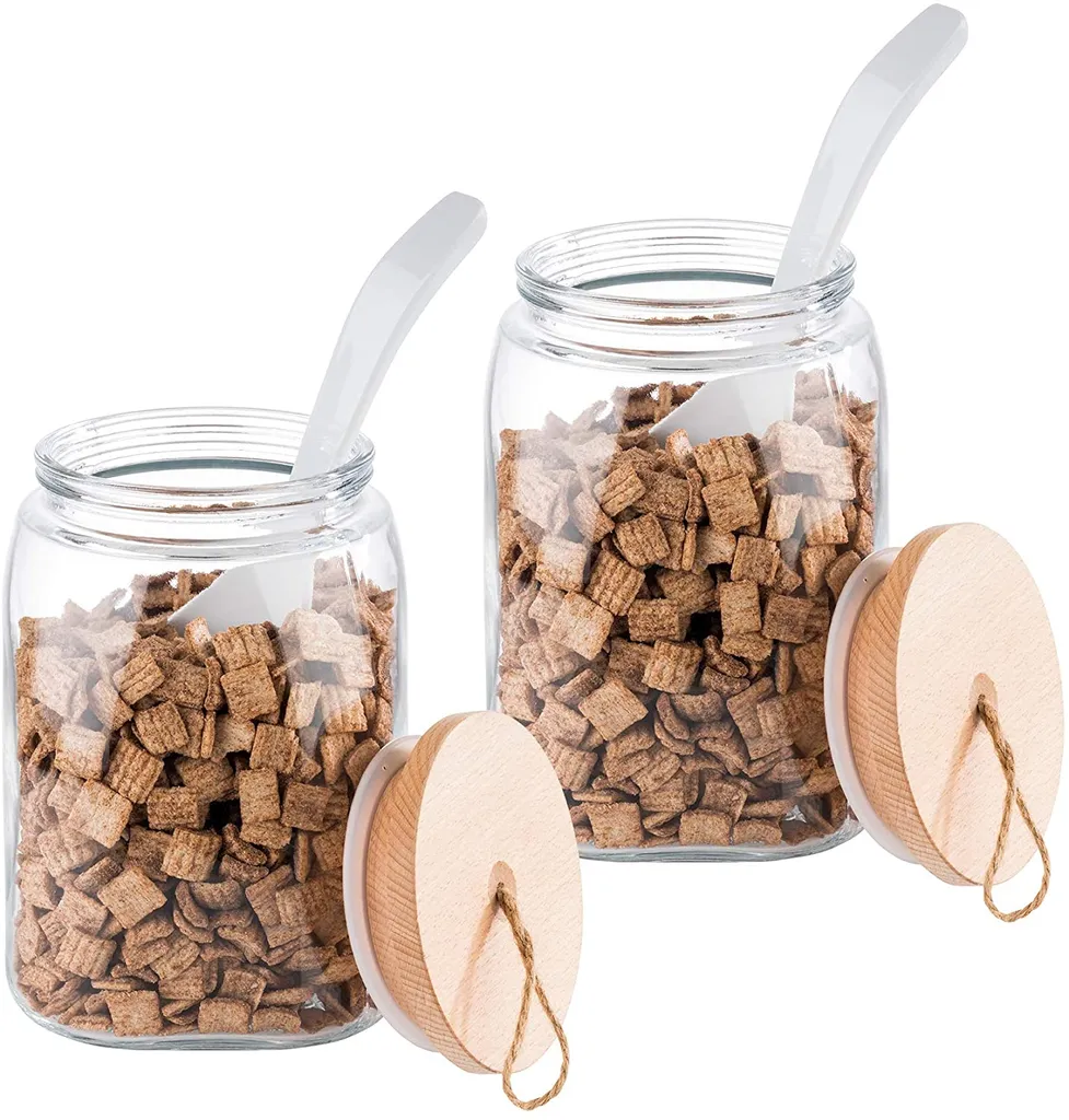 APS 2er Set Vorratsglas -WOODY- /// 14 X 14cm, H: 21 Cm /// Glas, Kiefernholz, Silikon /// 2,5 Liter /// 67514 2 APS 2er Set Vorratsglas -WOODY- /// 14 X 14cm, H: 21 Cm /// Glas, Kiefernholz, Silikon /// 2,5 Liter /// 67514 – Bild 2