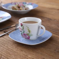 VEWEET 30-teilig Porzellan Tafelservice, Serie 'Hannah', Kombiservice Für 6 Personen, Blau Mit Floral Dekoration -Küche Produkt Geschäft cd210c0eda7a8d59ee3b3d1d289c798f