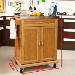 SoBuy Küchenwagen Aus Bambus Mit Edelstahltop, Servierwagen FKW13-N -Küche Produkt Geschäft cefff34efa58fbd3cc84852069fb910e