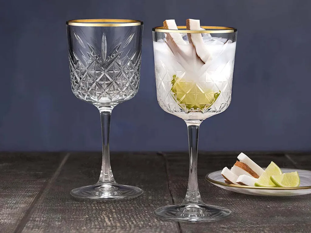 Pasabahce Timeless Golden Touch Kelchgläser 4er Set, Weingläser, 330ml 3 Pasabahce Timeless Golden Touch Kelchgläser 4er Set, Weingläser, 330ml – Bild 3