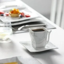 MALACASA, Serie Flora, 30 Tlg. Marmor Porzellan Geschirrset Kombiservice Tafelservice Mit Je 6 Kaffeetassen, 6 Untertassen, 6 Dessertteller, 6 Suppenteller Und 6 Flachteller -Küche Produkt Geschäft d73110e346e754822c6745856daa939e