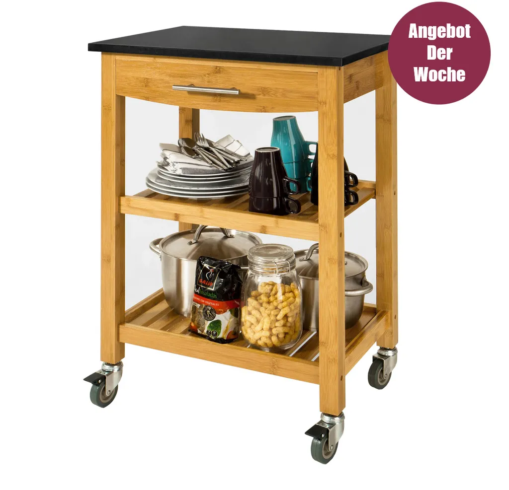 SoBuy Servierwagen Küchenwagen Mit Granitarbeitsplatte FKW28-SCH 1 SoBuy Servierwagen Küchenwagen Mit Granitarbeitsplatte FKW28-SCH