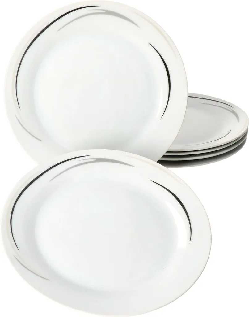 Van Well 18tlg. Kaffee-Service Home Für 6 Personen I 6x Tasse 180ml, 6x Untertasse + 6x Kuchenteller I Porzellan-Geschirr Mit Streifen In Grau, Schwarz & Creme I Kaffeepott, Dessert-Teller 4 Van Well 18tlg. Kaffee-Service Home Für 6 Personen I 6x Tasse 180ml, 6x Untertasse + 6x Kuchenteller I Porzellan-Geschirr Mit Streifen In Grau, Schwarz & Creme I Kaffeepott, Dessert-Teller – Bild 4