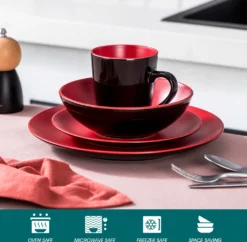 Vancasso Tafelservice Steinzeug, Allegro 16 Teiliges Essgeschirr Kombiservice, Handbemaltes Geschirrset Für 4 Personen, Vintage Rot -Küche Produkt Geschäft deee72a0b90b8b5ffad7914fffa5a8f3