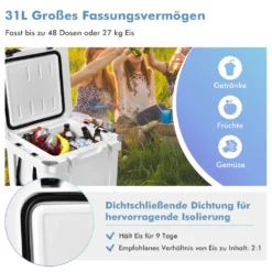COSTWAY 31L Kühlbox Strapazierfähig Kühler Mit Korb & Getränkehalter Griffen & Fischlineal Eiskühler Tragbar Kälte Bis 9 Tage Weiß 9 COSTWAY 31L Kühlbox Strapazierfähig Kühler Mit Korb & Getränkehalter Griffen & Fischlineal Eiskühler Tragbar Kälte Bis 9 Tage Weiß -Küche Produkt Geschäft e201691cc09fe9294a45772a9713c5b2