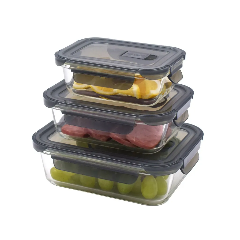 PIE LOCK Vorratsdosen 6 Teilig Eckig - Vorratsdosen Set Mikrowellengeeignete Essensbox Vorratsbehälter - Grau Glasdose Lunchbox Vorratsgläser Set 5 PIE LOCK Vorratsdosen 6 Teilig Eckig - Vorratsdosen Set Mikrowellengeeignete Essensbox Vorratsbehälter - Grau Glasdose Lunchbox Vorratsgläser Set – Bild 5