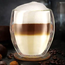 Creano Doppelwandige Gläser 400ml „DG-Bauchig“, 4er Set, Großes Thermoglas Doppelwandig Aus Borosilikatglas, Kaffeegläser, Teegläser, Latte Gläser, Doppelwandgläser -Küche Produkt Geschäft e3742a7f03590798775aa0943c455032