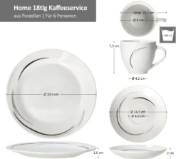 Van Well 18tlg. Kaffee-Service Home Für 6 Personen I 6x Tasse 180ml, 6x Untertasse + 6x Kuchenteller I Porzellan-Geschirr Mit Streifen In Grau, Schwarz & Creme I Kaffeepott, Dessert-Teller 13 Van Well 18tlg. Kaffee-Service Home Für 6 Personen I 6x Tasse 180ml, 6x Untertasse + 6x Kuchenteller I Porzellan-Geschirr Mit Streifen In Grau, Schwarz & Creme I Kaffeepott, Dessert-Teller -Küche Produkt Geschäft e38ef52b4edf287ef9ae5f2519a13802