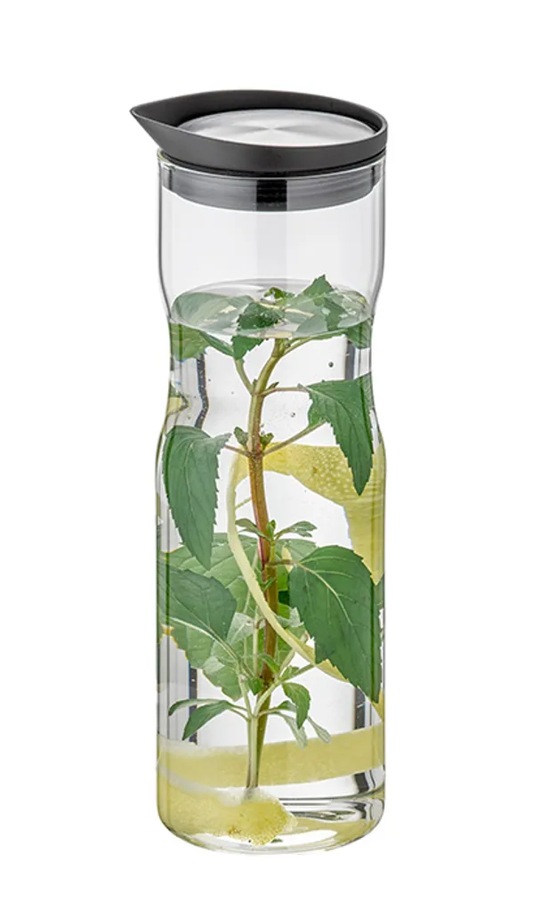 APS Glaskaraffe /// Ø 8 Cm, H: 25 Cm, 1 Liter /// Glas, 18/8 Edelstahl, Silikon /// Deckel Matt Poliert /// 10721 2 APS Glaskaraffe /// Ø 8 Cm, H: 25 Cm, 1 Liter /// Glas, 18/8 Edelstahl, Silikon /// Deckel Matt Poliert /// 10721 – Bild 2