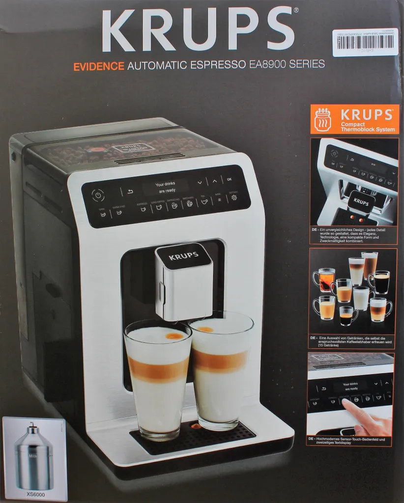 Krups EA891D Evidence Kaffeevollautomat - 2,3L, OLED-Bedienfeld Mit Touchcreen, Edelstahl-Kegelmahlwerk 1450W, Metall 5 Krups EA891D Evidence Kaffeevollautomat - 2,3L, OLED-Bedienfeld Mit Touchcreen, Edelstahl-Kegelmahlwerk 1450W, Metall – Bild 5
